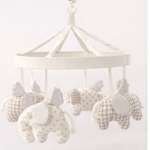 Pottery Barn Kids Gray Elephant Crib Mobile Neutral Nursery Decor Complete